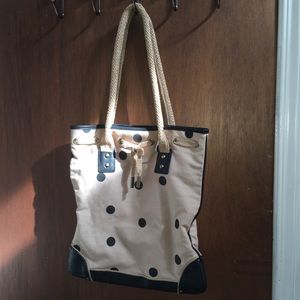 J. Crew Bags - J Crew canvas polka tote J. Crew Bags - J Crew canvas polka tote